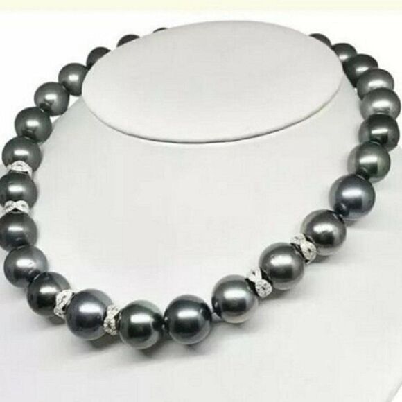 Diamond Tahitian Pearl 14k Gold Necklace 16 mm 16.5" Certified $29,750 914434 - Picture 4 of 11